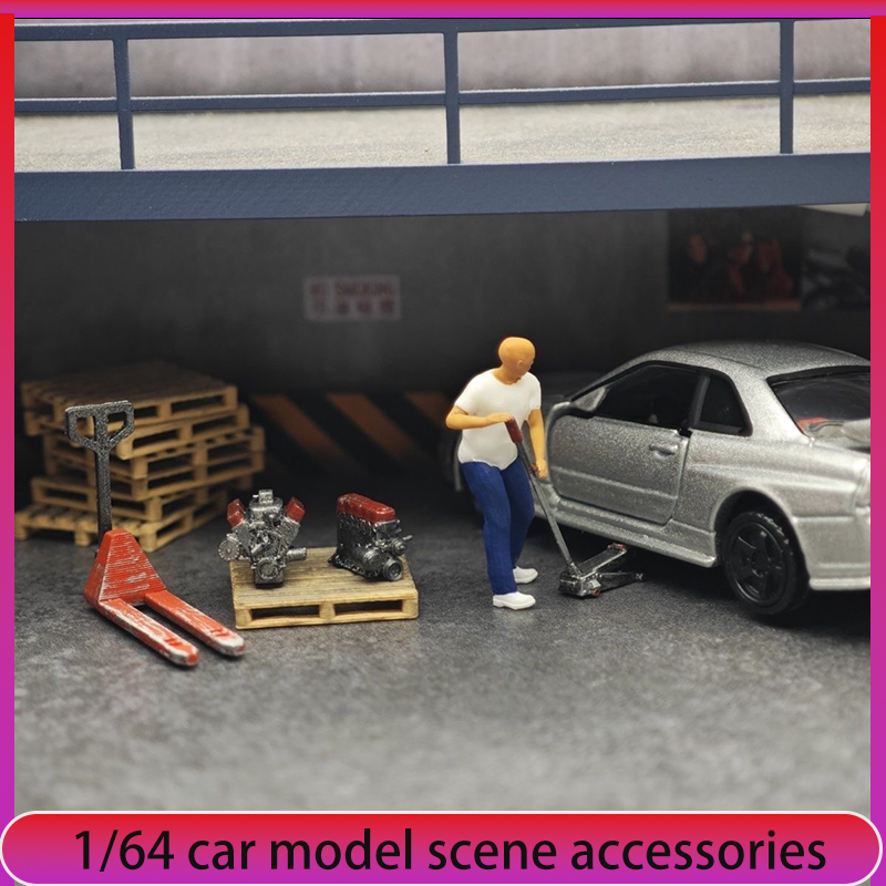 Car Jack - 1:64 ديكورات مشهد متجر إصلاح نموذج